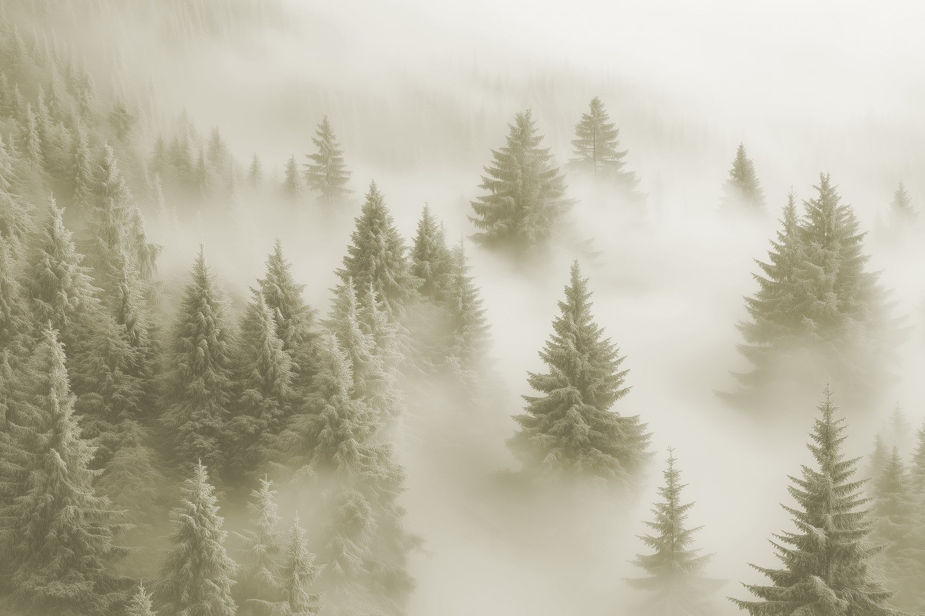 Group of trees in the fog