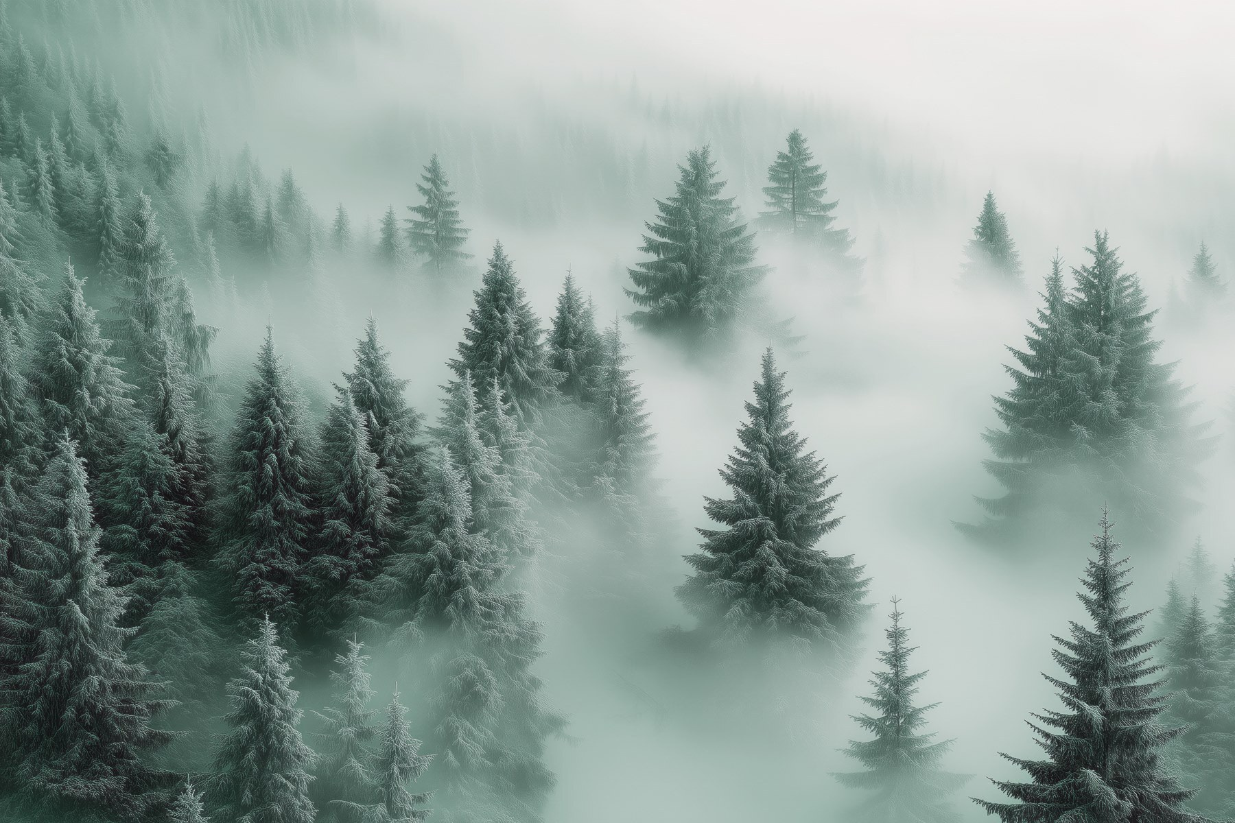 Group of trees in the fog