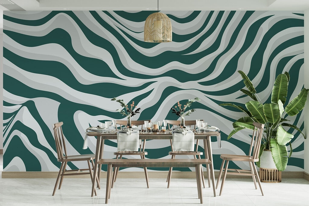 Green and white striped pattern