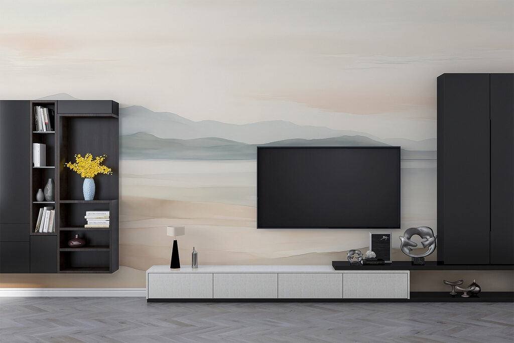 Landscape with hills and fog