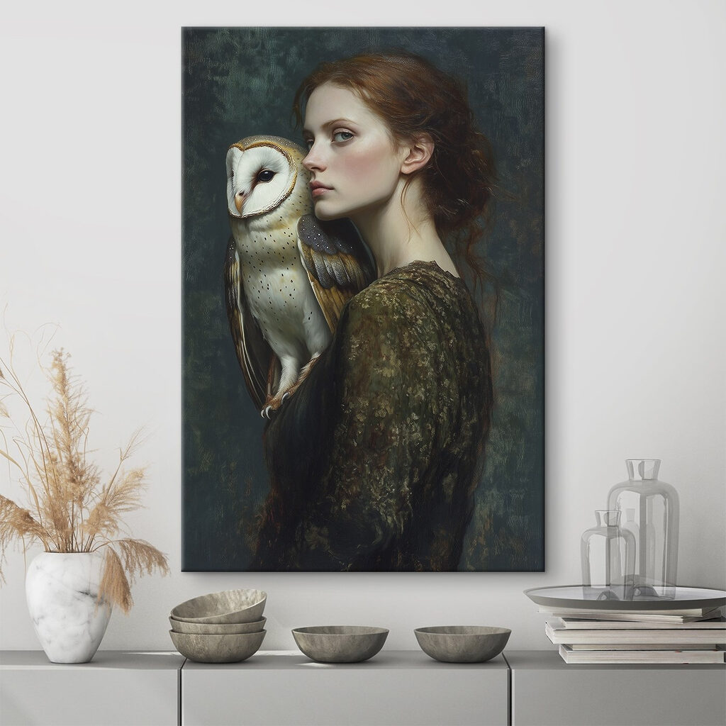 Woman holding an owl