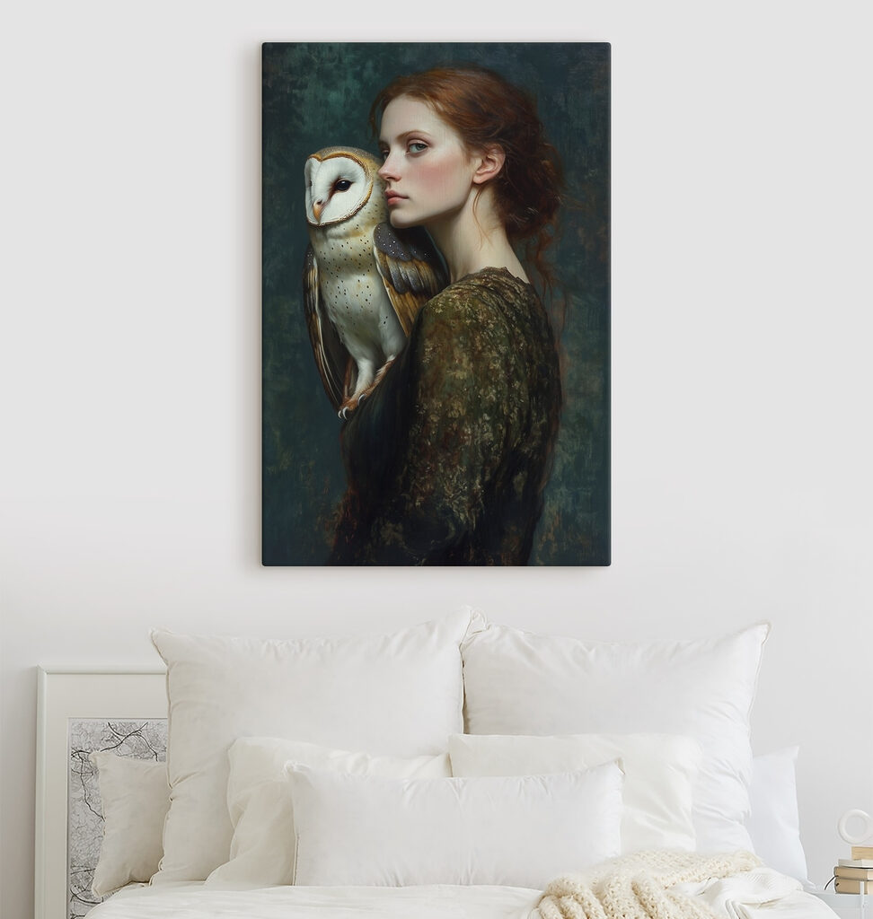 Woman holding an owl