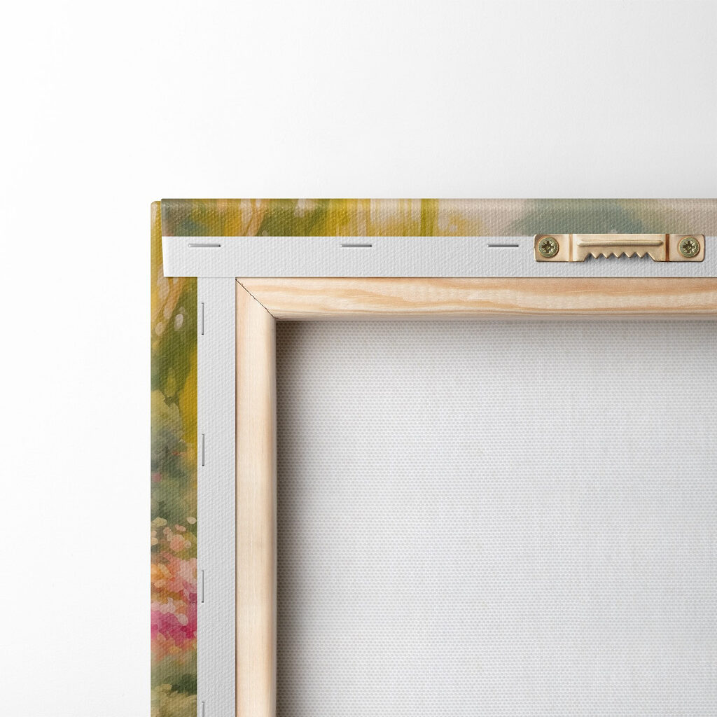 Bridge over a pond with lily pads and flowers Bridge over a pond with lily pads and flowers