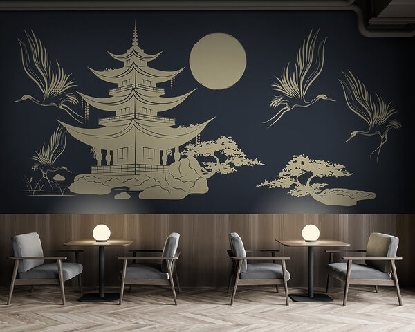 Pagoda és daruk rajza Pagoda és daruk rajza
