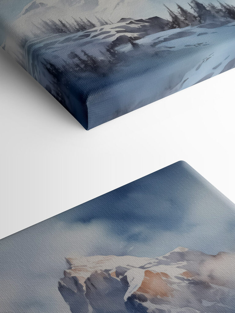 Snowy mountain range with trees Snowy mountain range with trees