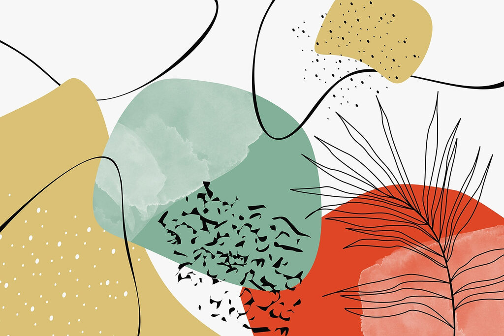 Colorful art with black and red and yellow shapes