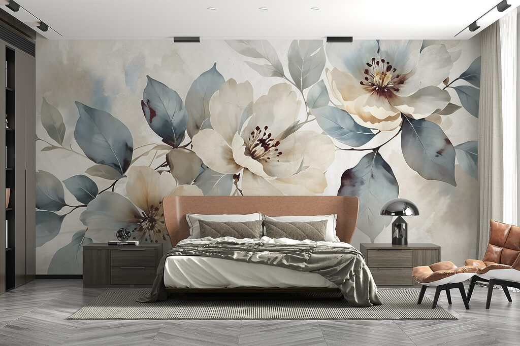 Painting of flowers and leaves