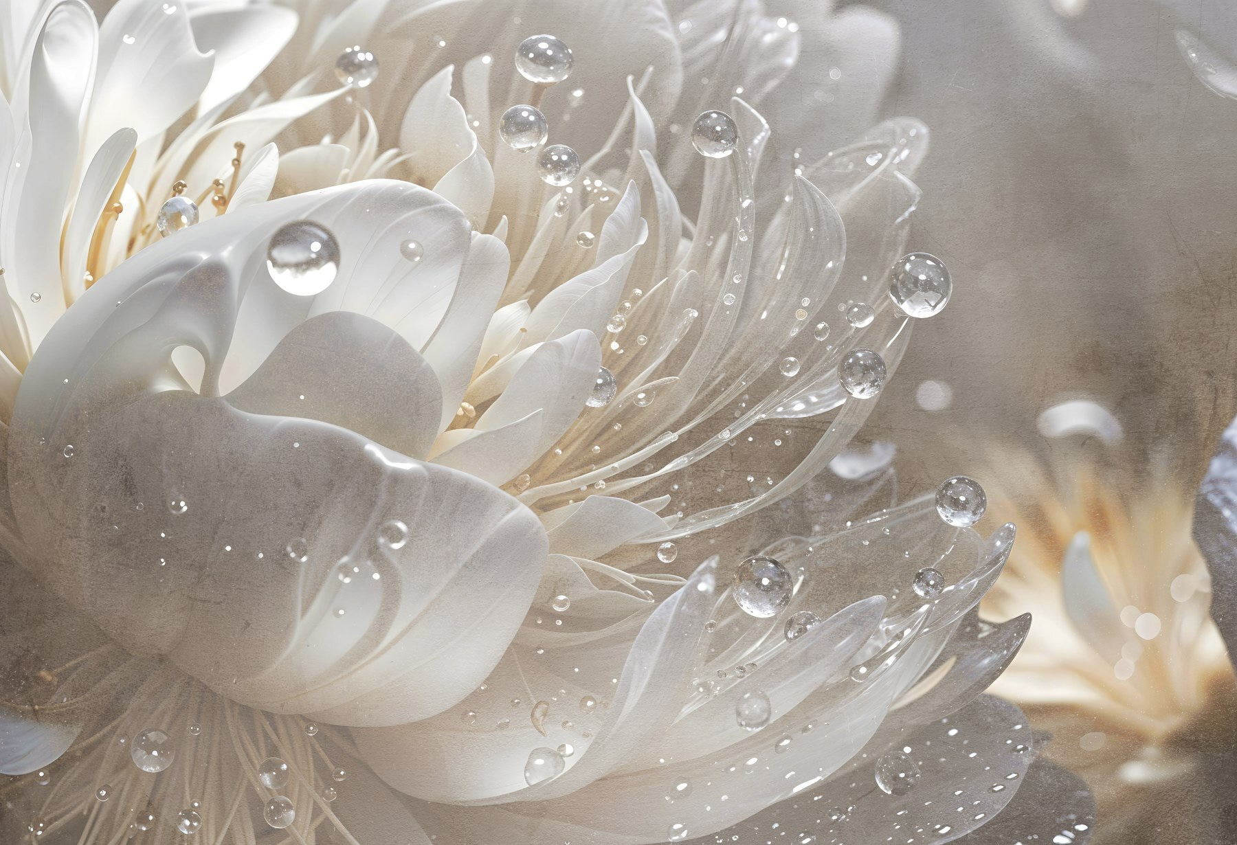 Delicate petals with sparkling droplets Delicate petals with sparkling droplets