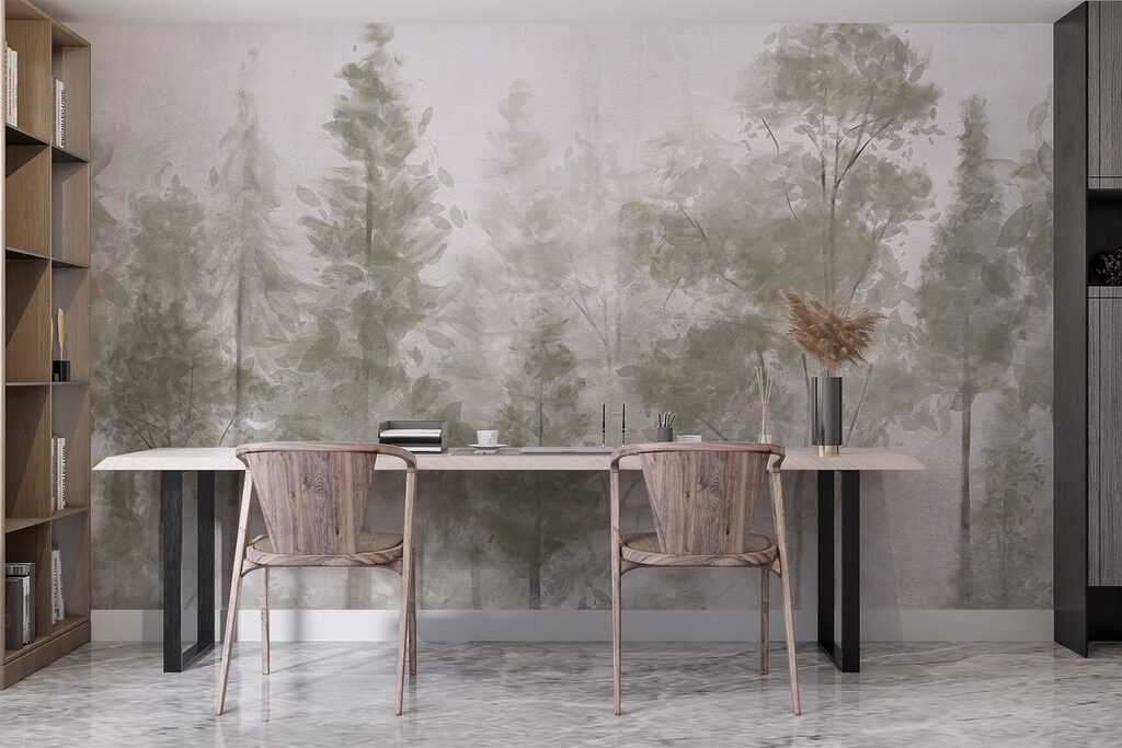 Group of trees in fog Group of trees in fog