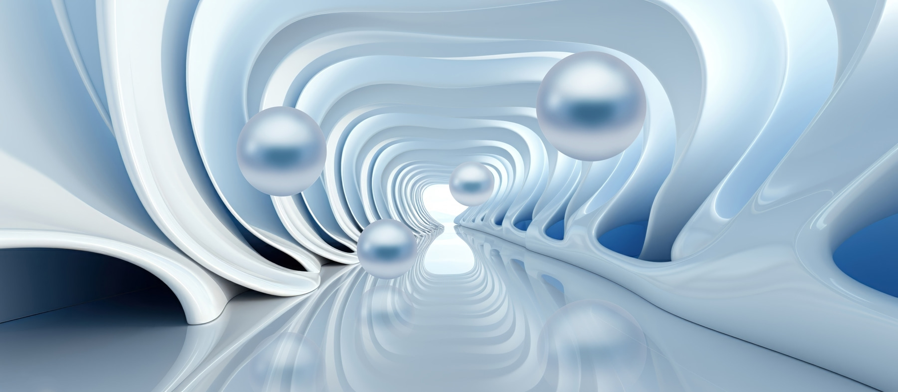 Fluid shapes and floating orbs abound Fluid shapes and floating orbs abound