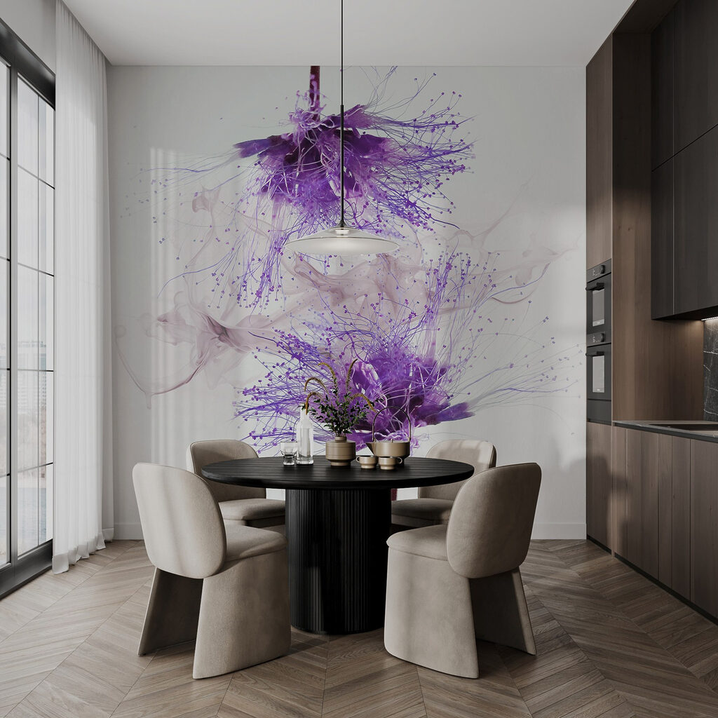 Purple flowers with purple splatters Purple flowers with purple splatters