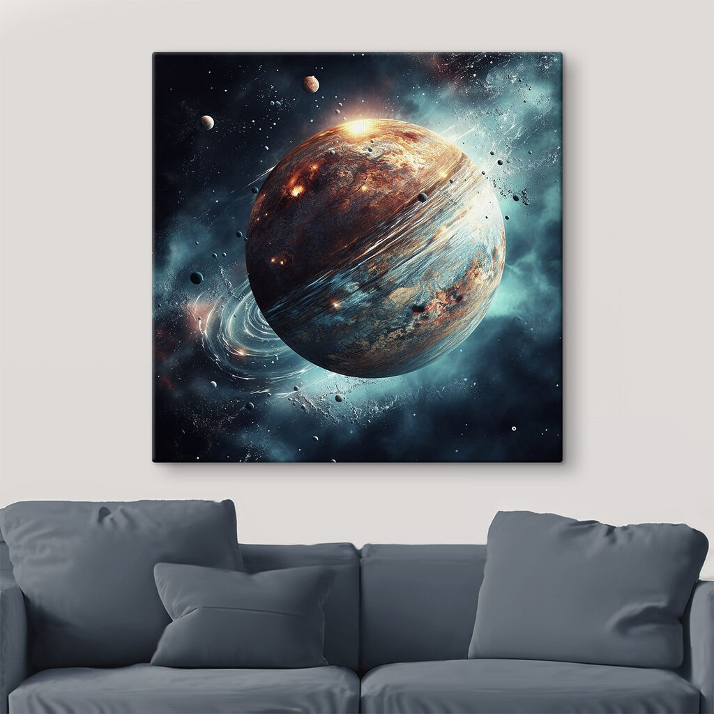 Planet in space with stars and planets Planet in space with stars and planets