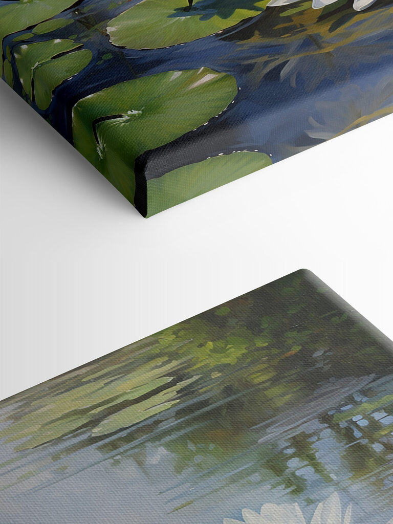 Group of white flowers in a pond