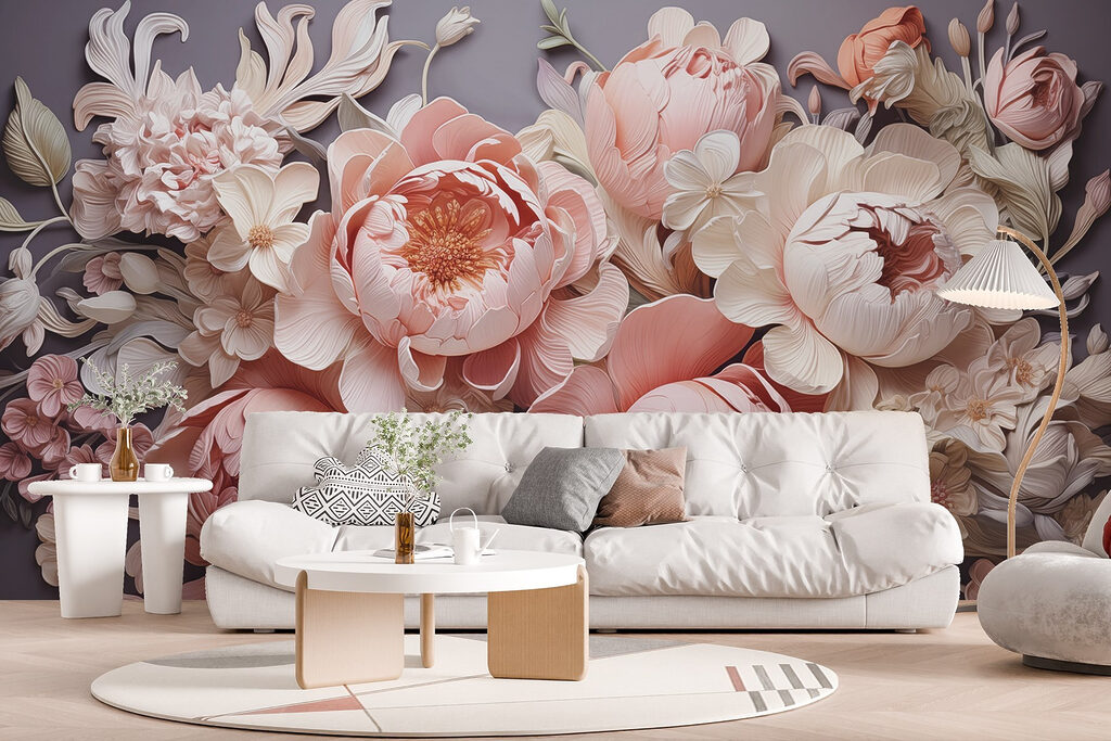 Group of flowers on a gray background