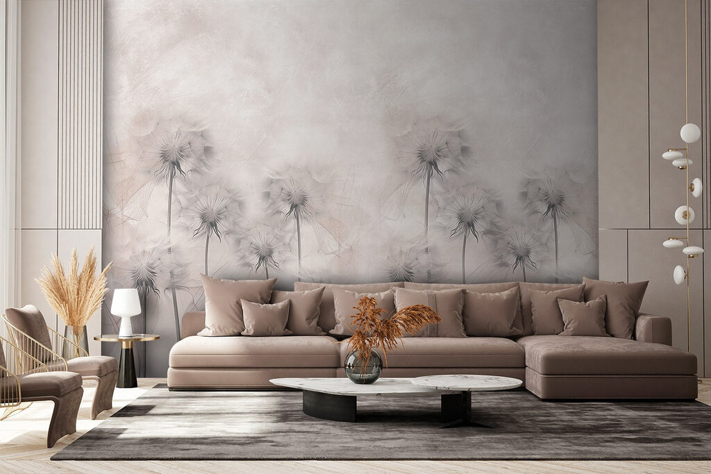 Group of dandelions on a white background Group of dandelions on a white background