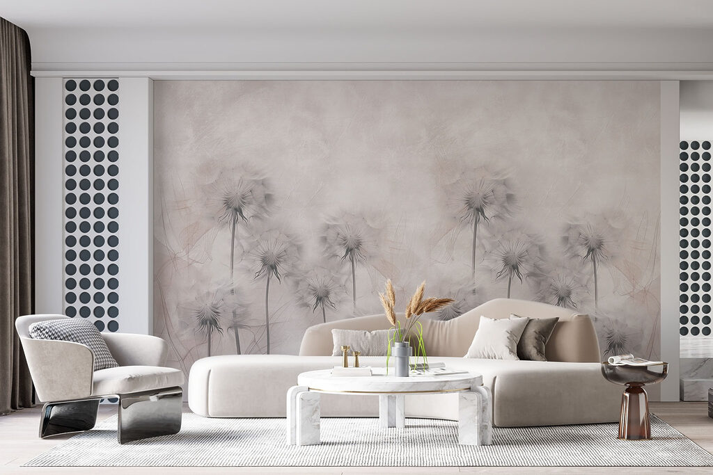 Group of dandelions on a white background Group of dandelions on a white background