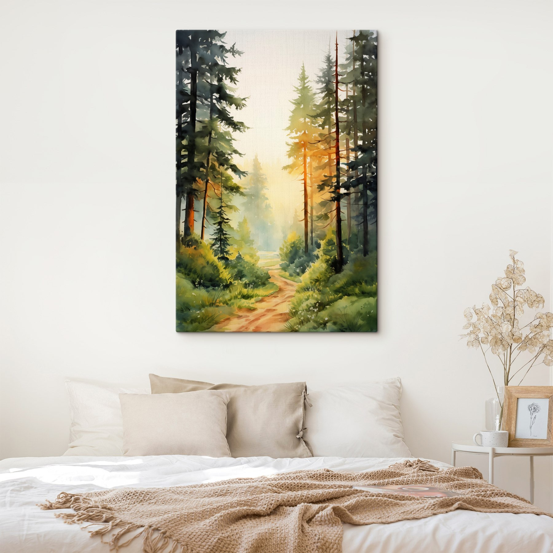 Watercolor painting of a forest Watercolor painting of a forest