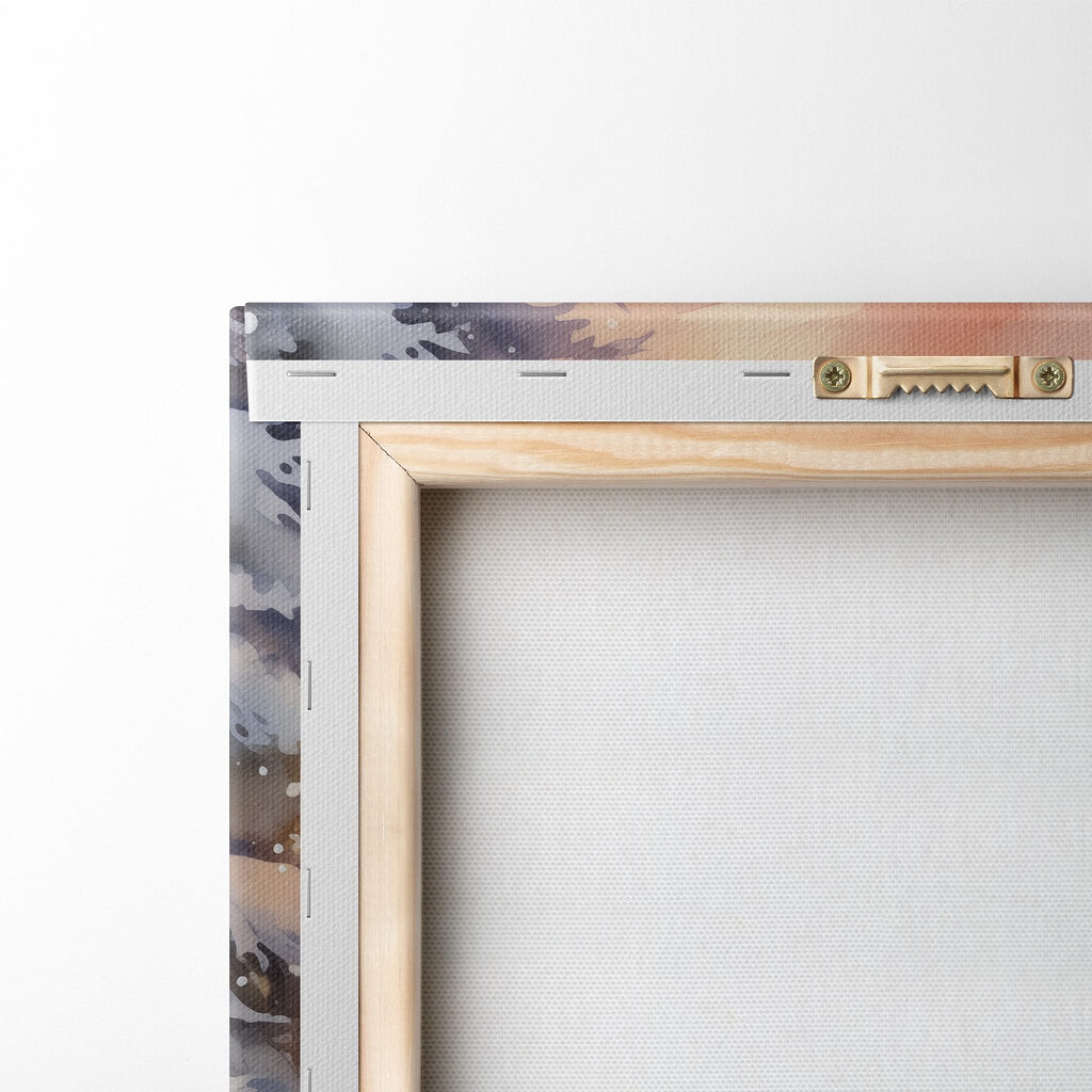 Watercolor painting of a snowy forest