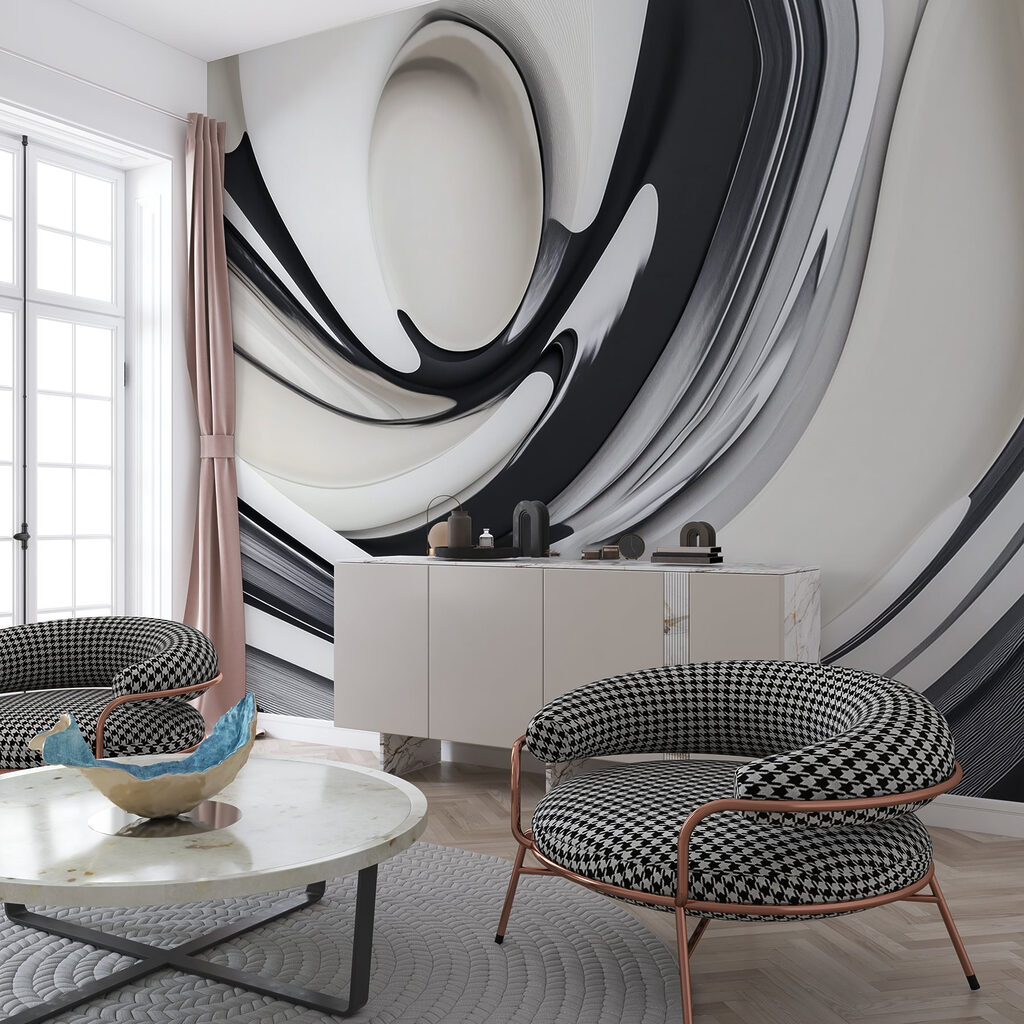 Black and white swirly design