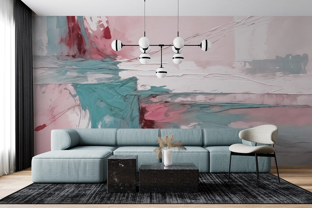 Painting of a pink and blue color