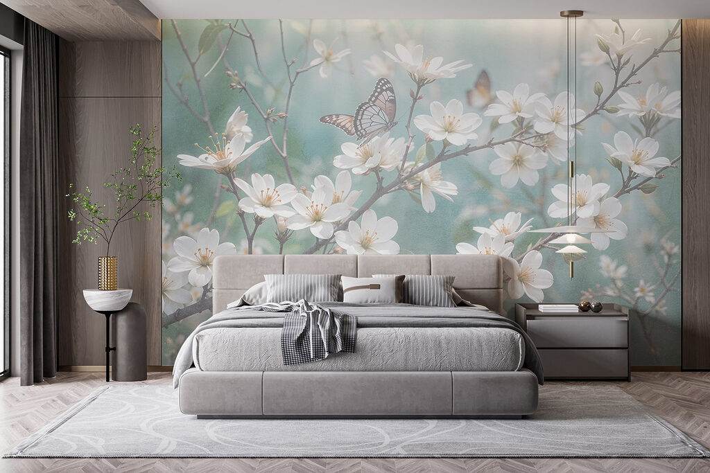 Butterfly on a white flower