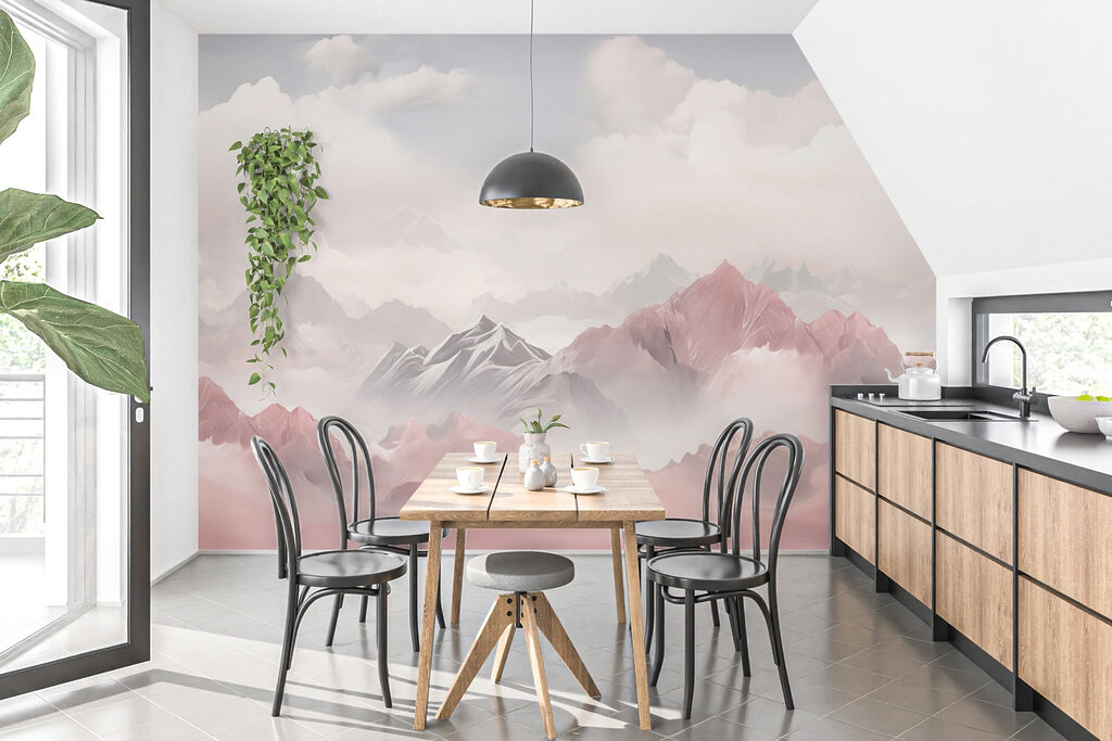 Mountain range with clouds