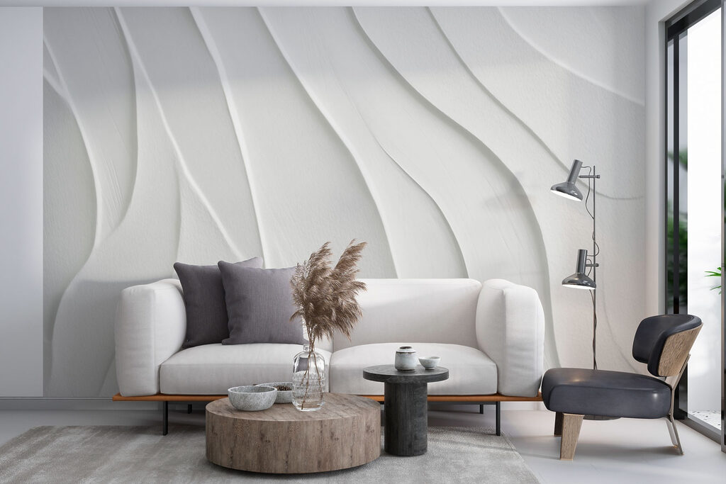 White surface with wavy lines White surface with wavy lines