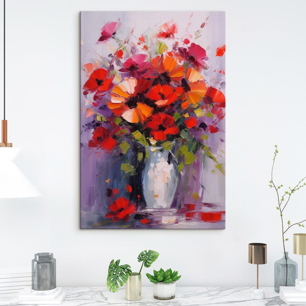 Painting of flowers in a vase Painting of flowers in a vase
