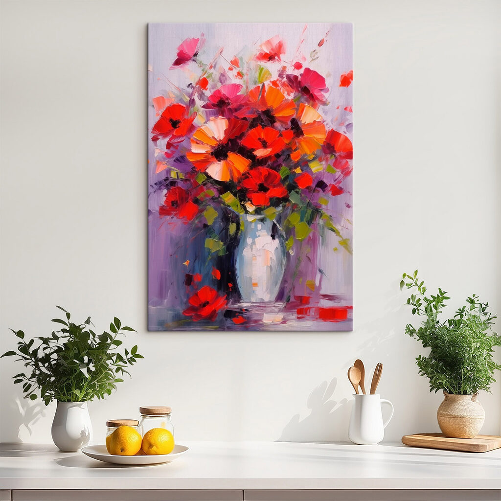 Painting of flowers in a vase Painting of flowers in a vase