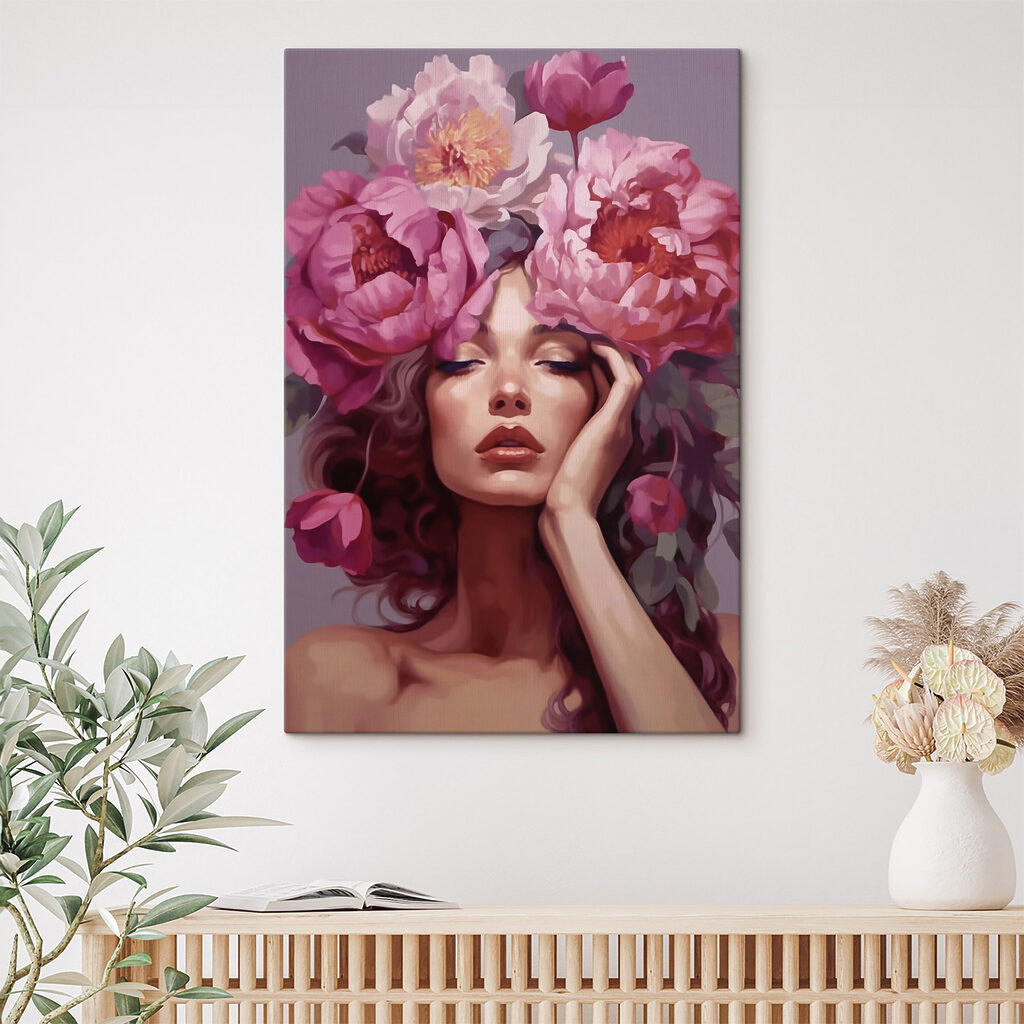 Woman with flowers on her head