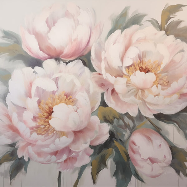 Painting of flowers on a white surface