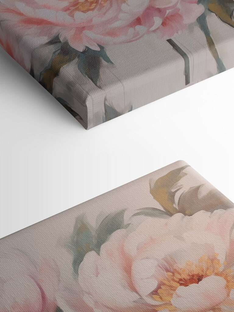 Painting of flowers on a white surface