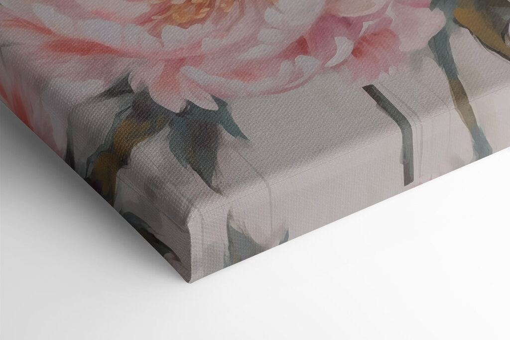 Painting of flowers on a white surface