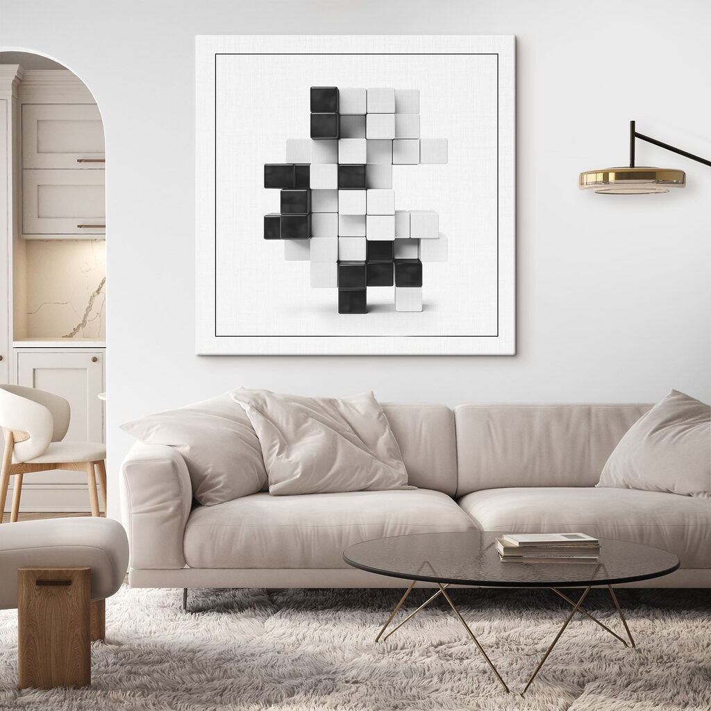 Black and white cubes stacked together Black and white cubes stacked together