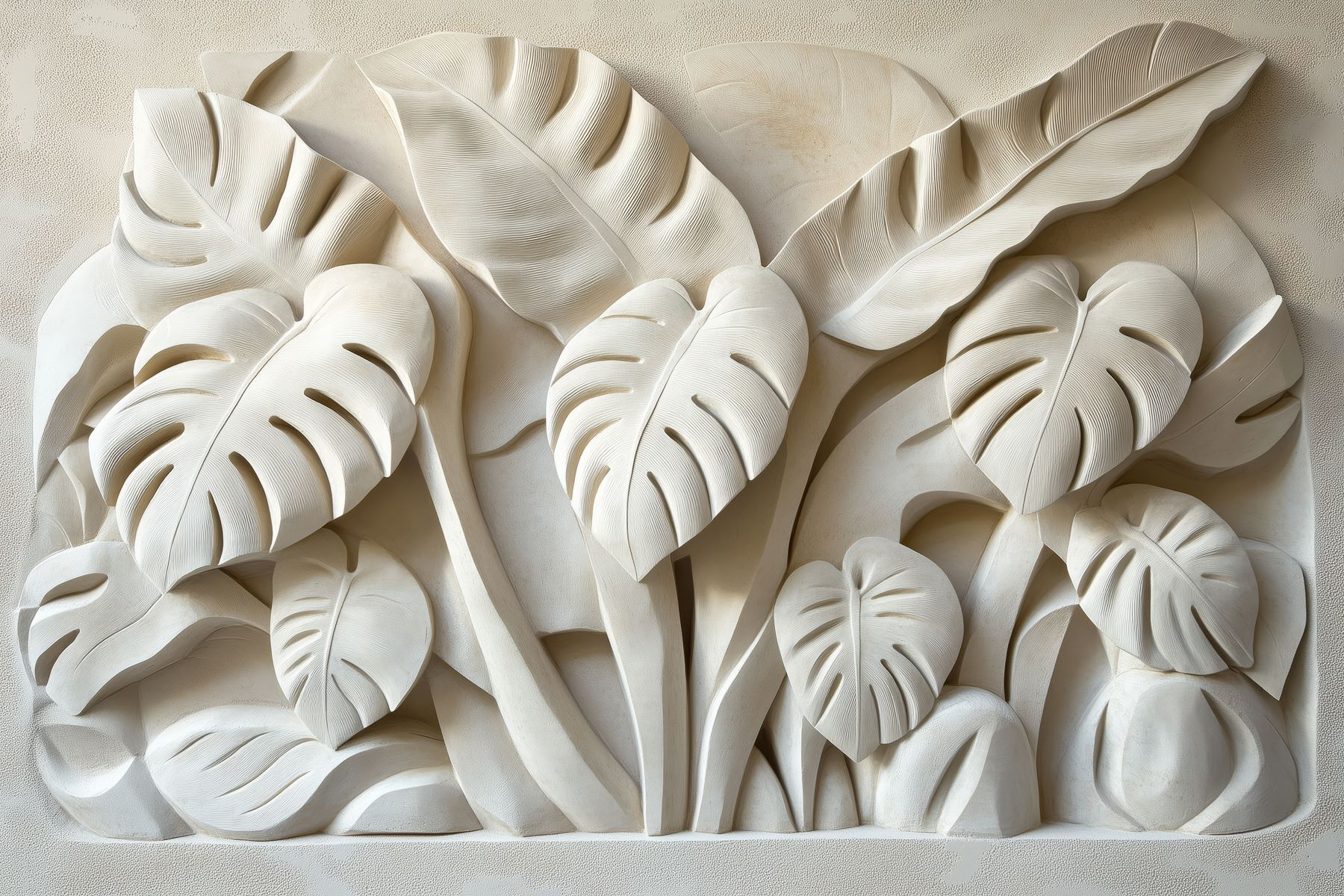 Stone carving of leaves