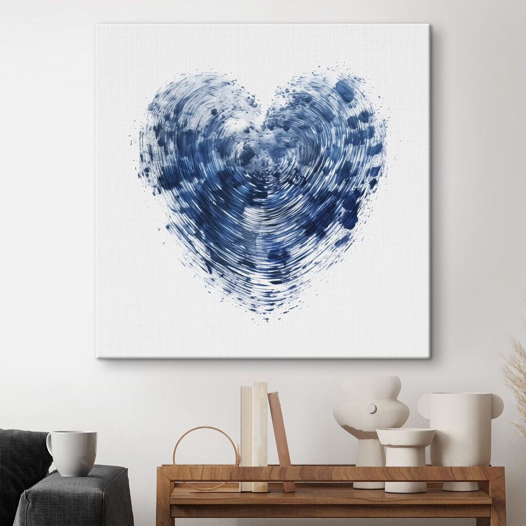Blue heart with a white background