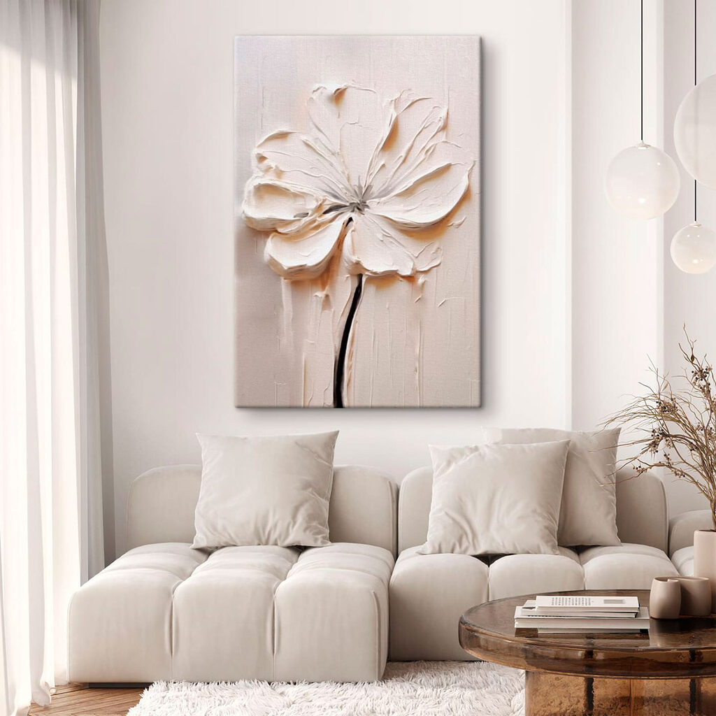 White flower carved into a white surface White flower carved into a white surface