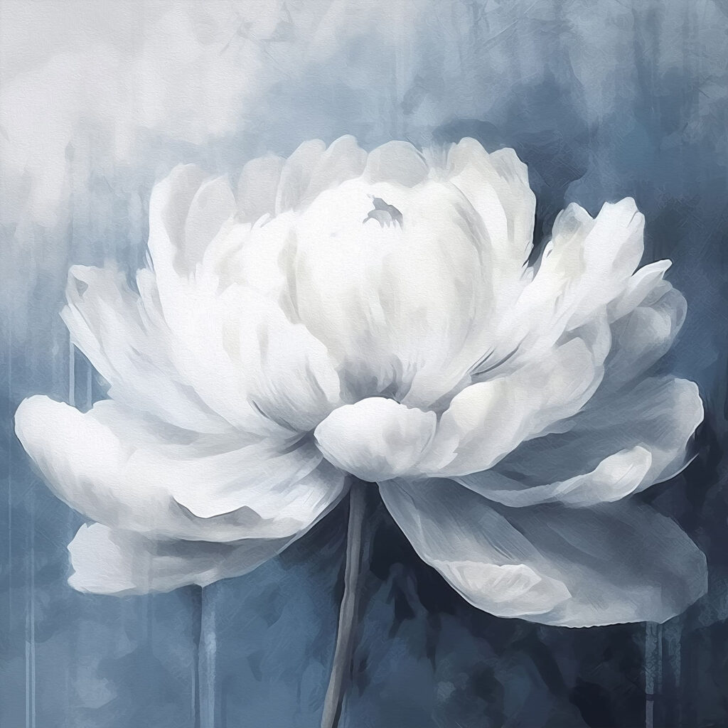 White flower on a blue background