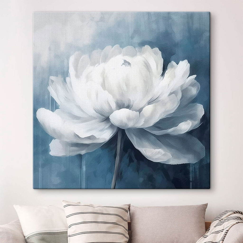 White flower on a blue background