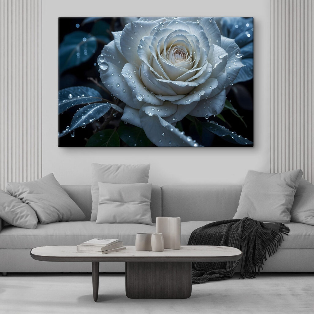 White rose with water drops on it White rose with water drops on it