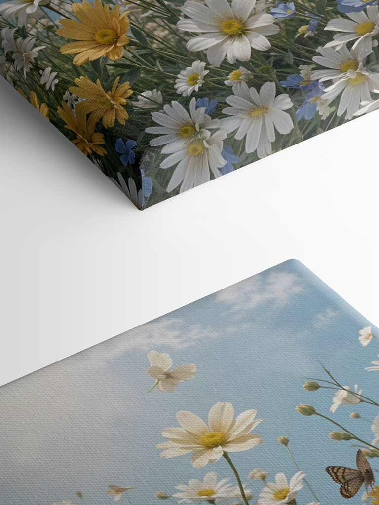 Group of butterflies flying over a field of flowers