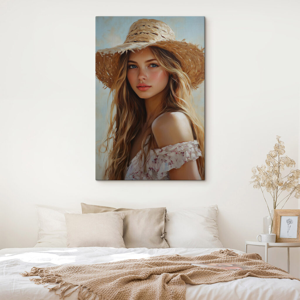 Woman wearing a straw hat Woman wearing a straw hat