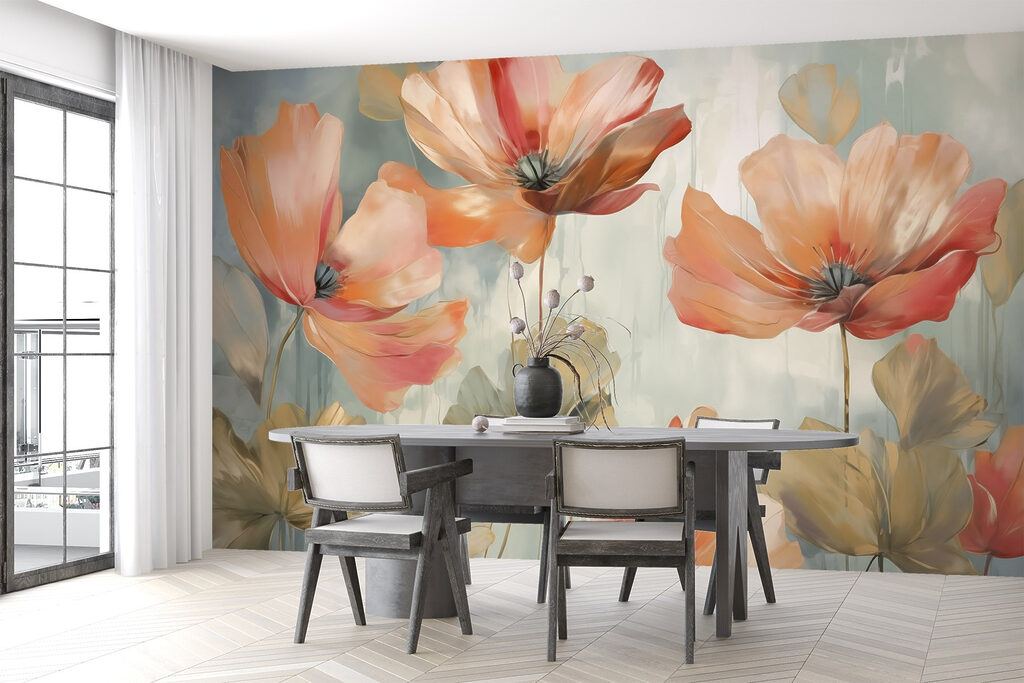 Painting of flowers on a wall