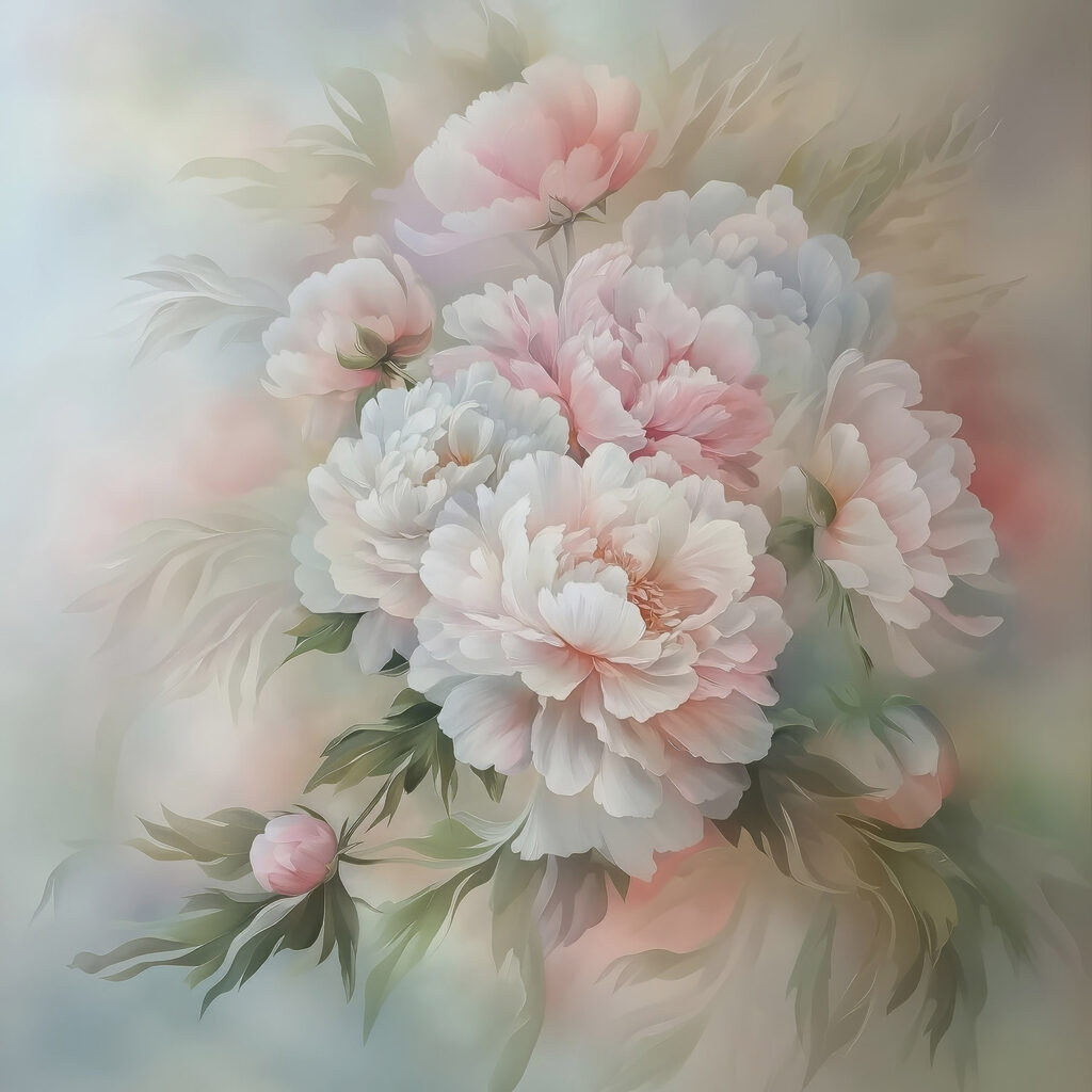 Painting of flowers on a white background Painting of flowers on a white background