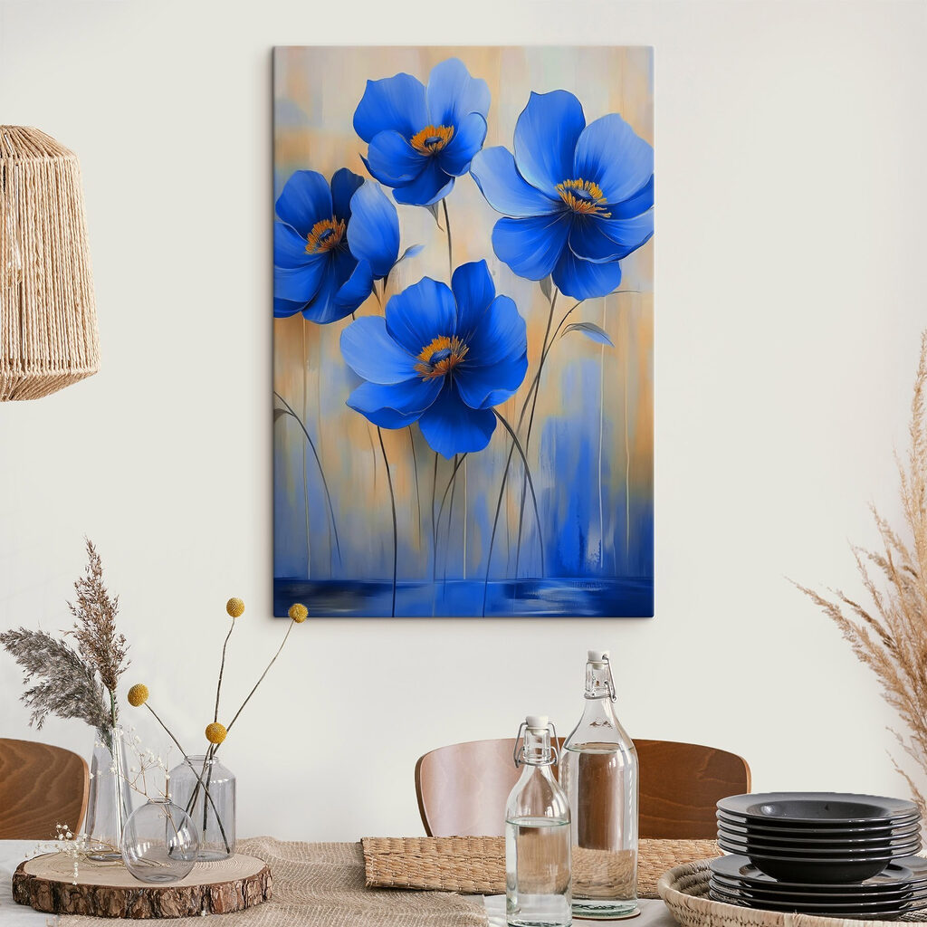 Painting of blue flowers