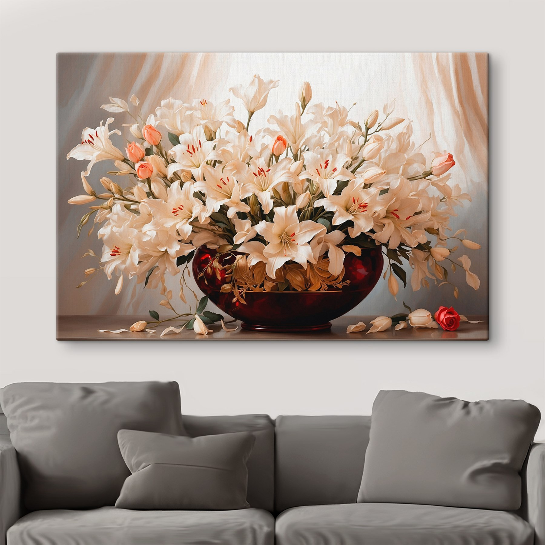 Vase of white flowers