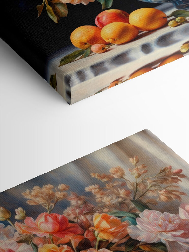 Painting of flowers in a glass vase Painting of flowers in a glass vase