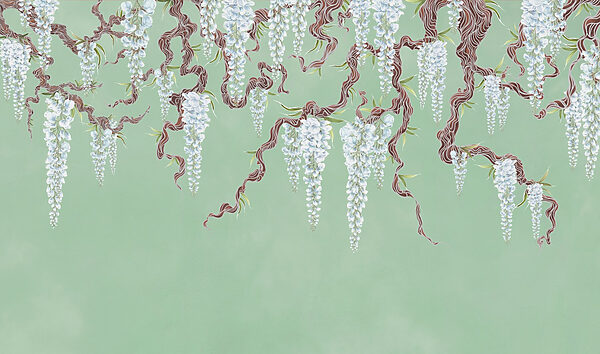 Painting of white flowers on a tree Painting of white flowers on a tree