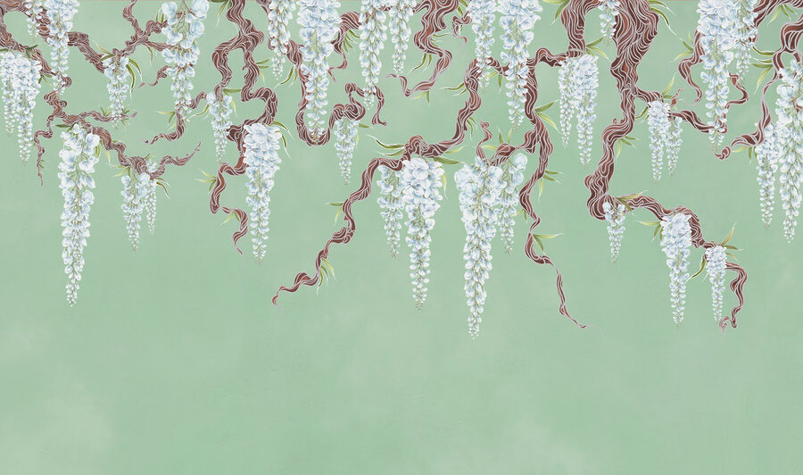 Painting of white flowers on a tree Painting of white flowers on a tree