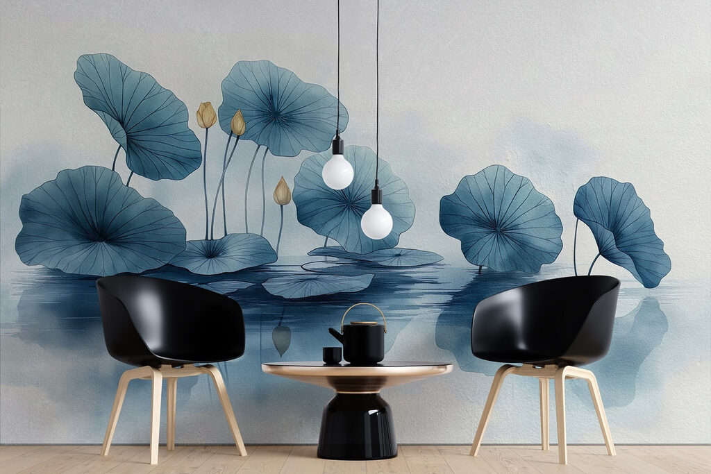 Water lily pads in a row Water lily pads in a row